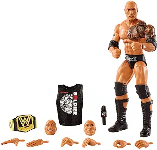 Wwe Ultimate Edition The Rock Action Figure With Interchangeable Heads, Swappable Hands, &Amp; Wwe Championship For Ages Years Old &Amp; Up