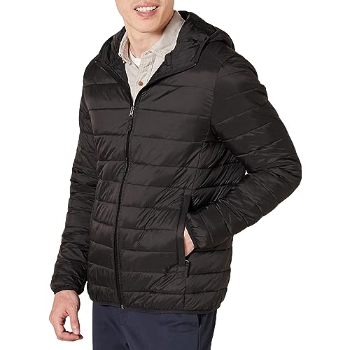 Amazon Essentials Mens Lightweight Water Resistant Packable Hooded Puffer Jacket Black Medium Amazon Essentials Men'S Lightweight Water Resistant Packable Hooded Puffer Jacket, Black, Medium