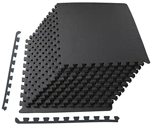 Balancefrom Puzzle Exercise Mat With Eva Foam Interlocking Tiles For Mma, Exercise, Gymnastics And Home Gym Protective Flooring, Thick, Square Feet, Black