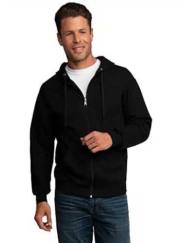 Fruit Of The Loom Mens Eversoft Fleece Sweatshirts &Amp; Hoodies Shirt, Full Zip   Black, Small Us