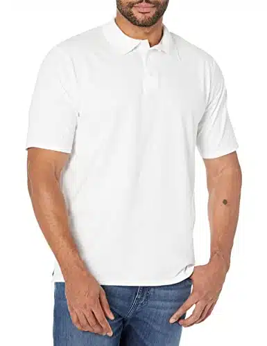 Hanes Mens Short Sleeve X Temp Performance Polo Fashion T Shirts, White, Large Us