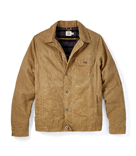 Huckberry Flannel Lined Waxed Trucker Jacket Field Tan L Huckberry Flannel Lined Waxed Trucker Jacket, Field Tan, L