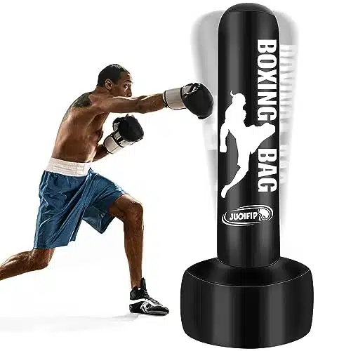 Juoifip Standing Punching Bag For Adults '' Heavy Bag With Stand Inflatable Boxing Bags Freestanding Kickboxing Bag Equipment For Training Mma Muay Thai Fitness To Use Outdoor
