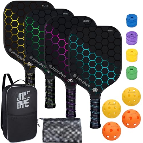 Joncaye Pickleball Paddles Set Of Fiberglass Rackets And Balls Wracquet Case Overgrip Ball Bag Usapa Approved Pickle Ball Kit For Women Men Lightweight Starter Set For Ki Joncaye Pickleball Paddles Set Of Fiberglass Rackets And Balls Wracquet Case, Overgrip, Ball Bag, Usapa Approved Pickle Ball Kit For Women, Men, Lightweight Starter Set For Ki