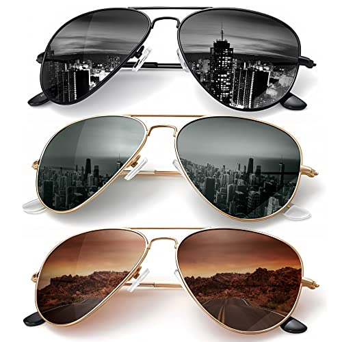 Kaliyadi Classic Aviator Sunglasses For Men Women Driving Sun Glasses Polarized Lens Uv Blocking (Pack) Mm