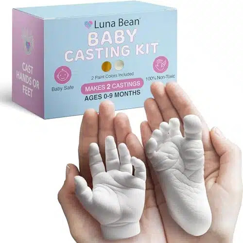 Luna Bean Baby Keepsake Hand Casting Kit   Plaster Hand Molding Casting Kit For Infant Hand & Foot Molding   Baby Casting Kit For First Birthday, Christmas & Newborn Gifts   (