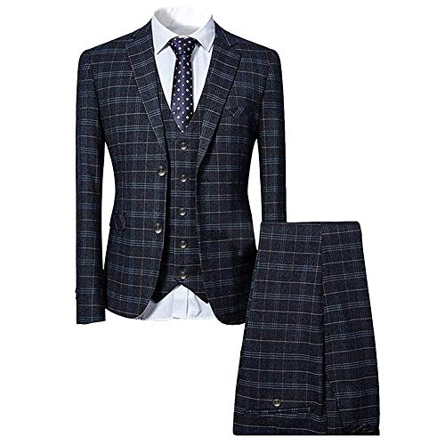 Mens Piece Slim Fit Checked Suit Blueblack Single Breasted Vintage Suitsmediumblack Mens Piece Slim Fit Checked Suit Blueblack Single Breasted Vintage Suits,Medium,Black