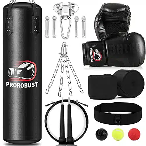 Prorobust Punching Bag For Adults, Ft Pu Heavy Boxing Bag Set With Oz Gloves For Mma Kickboxing Boxing Karate Home Gym Training (Unfilled)