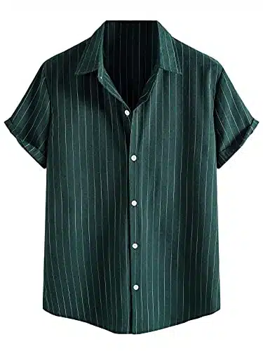 Soly Hux Men'S Short Sleeve Button Down Shirts Casual Dress Going Out Camp Tops Dark Green M