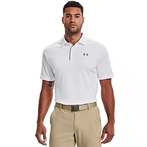 Under Armour Men'S Tech Golf Polo , White ()Graphite , Large