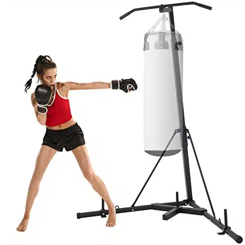 Vevor In Heavy Bag Stand, Height Adjustable Punching Bag Stand, Foldable Boxing Bag Stand Steel Sandbag Rack Freestanding Up To Lbs For Home And Gym Fitness.