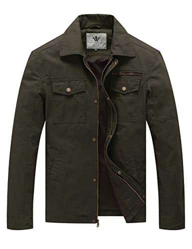 Wenven Mens Flat Collar Canvas Cotton Military Jacket Army Green Xl Wenven Men'S Flat Collar Canvas Cotton Military Jacket (Army Green, Xl)