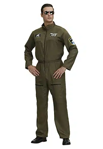 Frawirshau Flight Suits For Men Fighter Pilot Costume Halloween Costume Green Jumpsuit Plus Xl