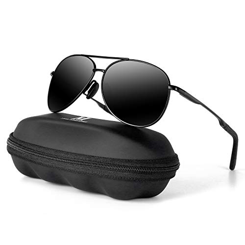 Mxnx Aviator Sunglasses For Men Polarized Women Uv Protection Lightweight Driving Fishing Sports Mens Sunglasses Mx(Black Frameblack Lens)