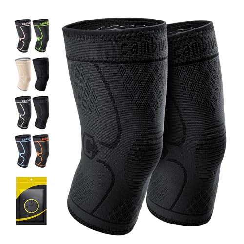 Cambivo Pack Knee Braces For Knee Pain, Knee Compression Sleeve For Men And Women, Knee Support For Meniscus Tear, Running, Weightlifting, Workout, Acl, Arthritis, Joint Pain 