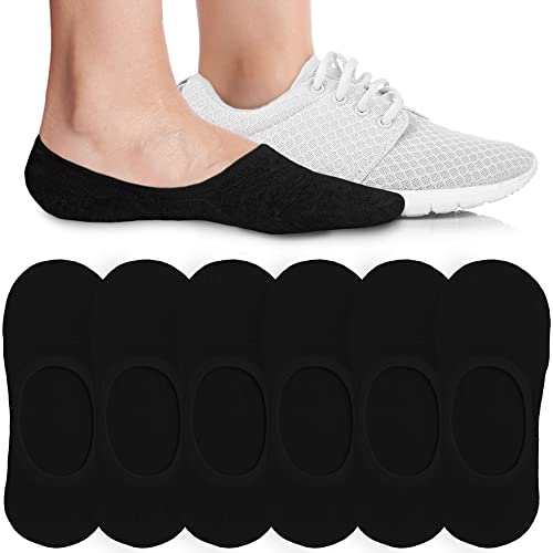 Eedor No Show Socks Womens   Pairs Thin No Show Socks For Women   Non Slip Flat Boat Line Low Cut Socks Black Large ()