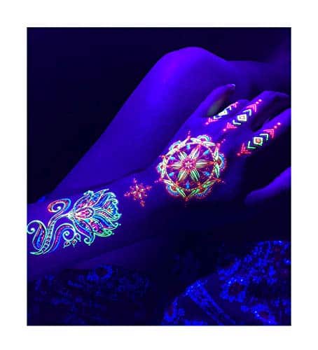 Temporary Tattoos For Glow Party Uv Blacklight – Sheet Lotus Floral Body Paint Art Light Festival Accessories Glow In The Dark Makeup X Temp Great For Edm Edc Party Rave Temporary Tattoos For Glow Party Uv Blacklight Sheet Lotus Floral Body Paint Art Light Festival Accessories Glow In The Dark Makeup X Temp Great For Edm Edc Party Rave Par