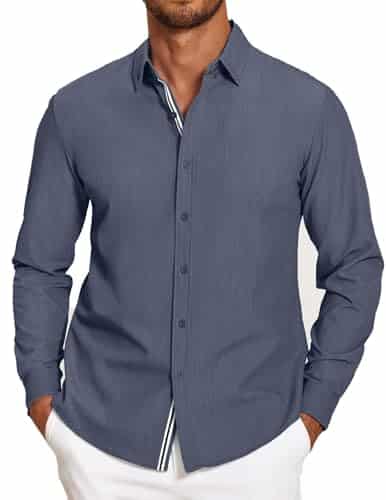 Coofandy Mens Button Down Long Sleeve Shirt Chambray Shirts For Men Untucked Shirt Navy Blue X Large Coofandy Mens Button Down Long Sleeve Shirt Chambray Shirts For Men Untucked Shirt, Navy Blue, X Large