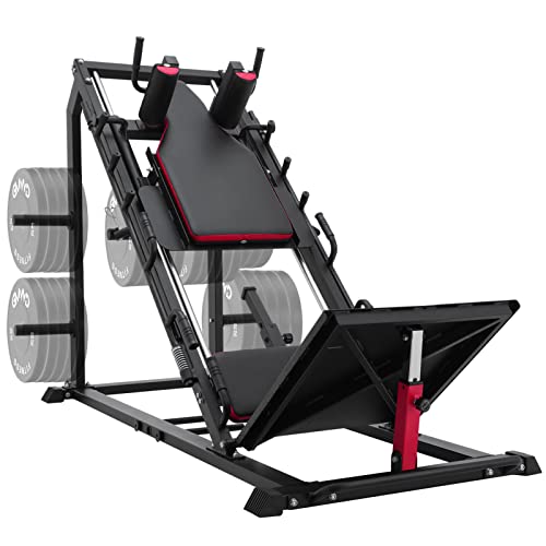 Gmwd Leg Press Hack Squat Machine Combo, Leg Exercise Machine With Linear Bearing, Lower Body Special With Weight Storage For Quads, Hamstring, Glutes, Calves, Heavy Duty Home
